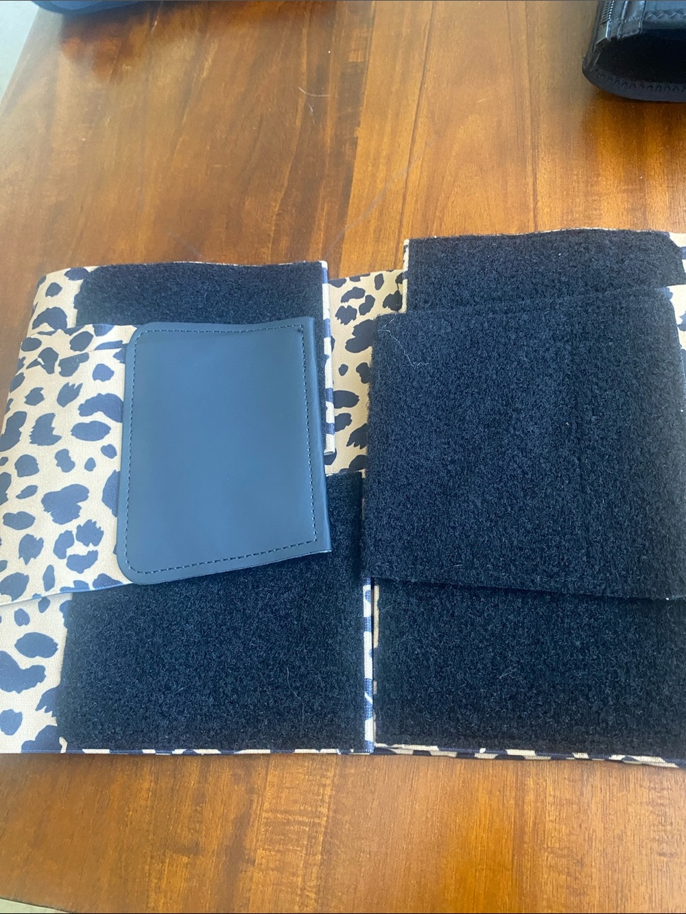 Leopard Print Velcro Organizer Folio with Black Pocket